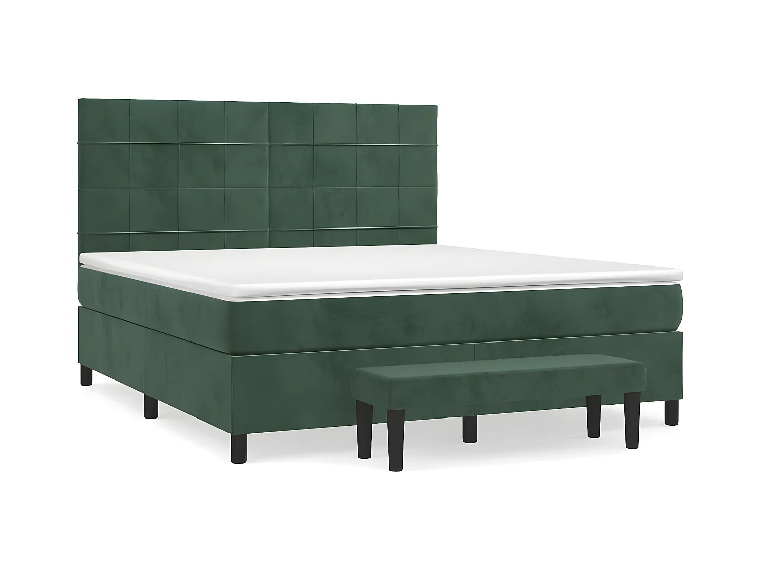 Lit à sommier tapissier et matelas Vert foncé 180x200cm Velours