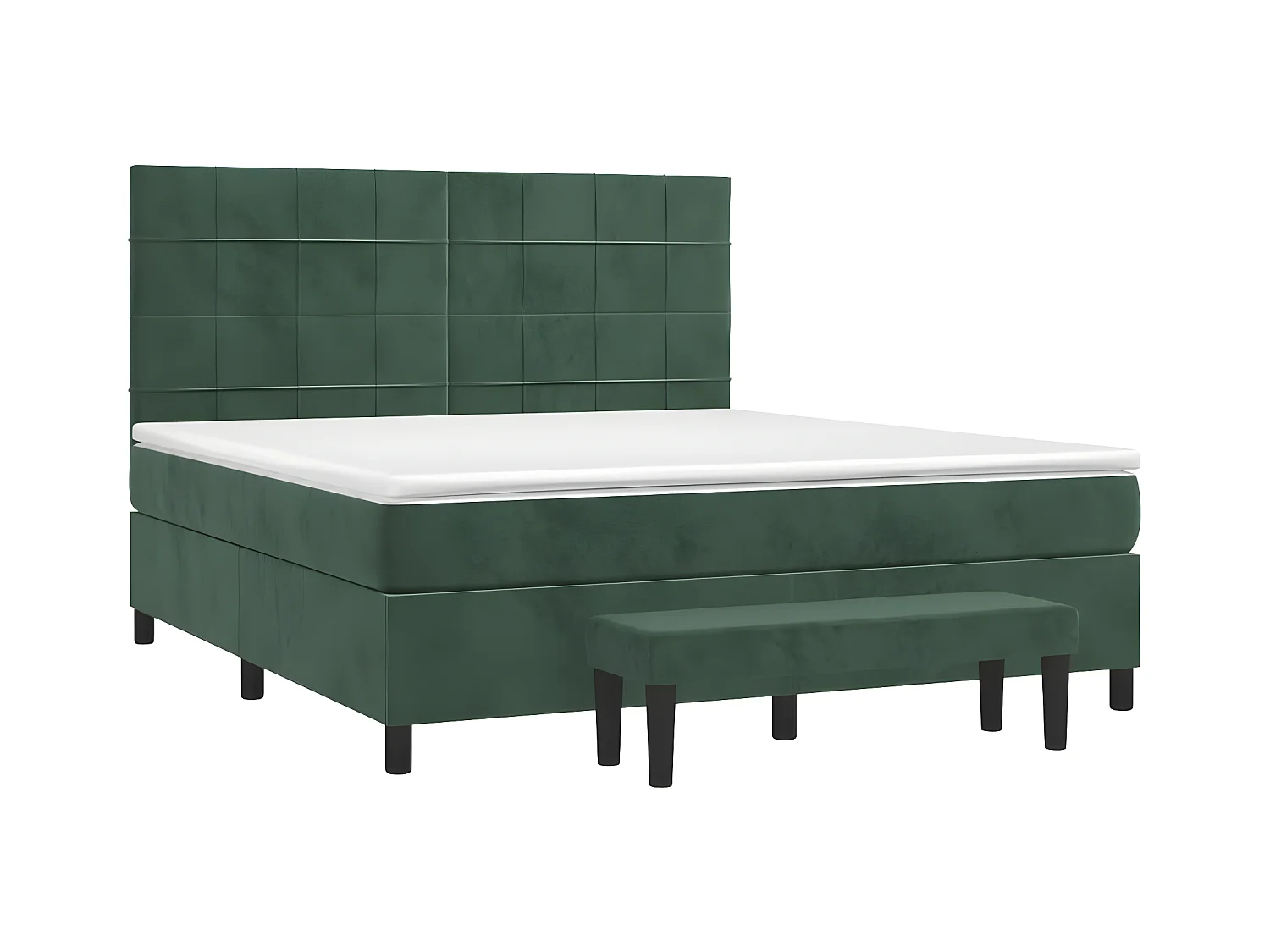 Lit à sommier tapissier et matelas Vert foncé 180x200cm Velours