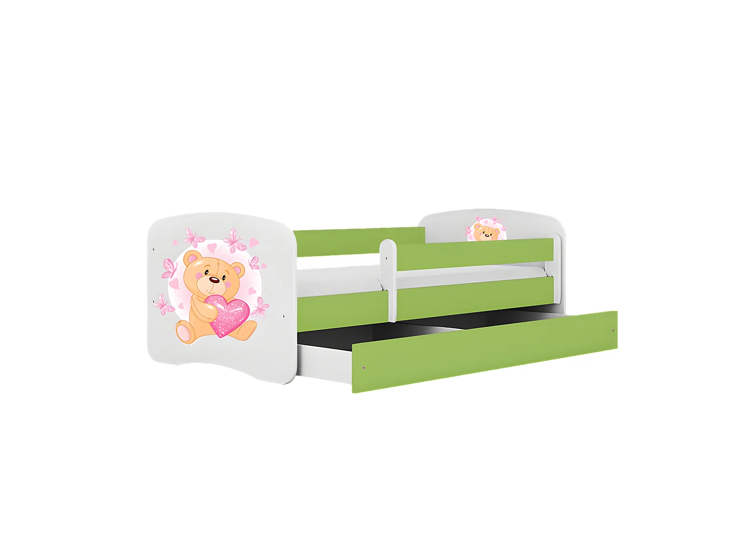 Lit babydreams nounours vert papillons avec tiroir sans matelas 180/80