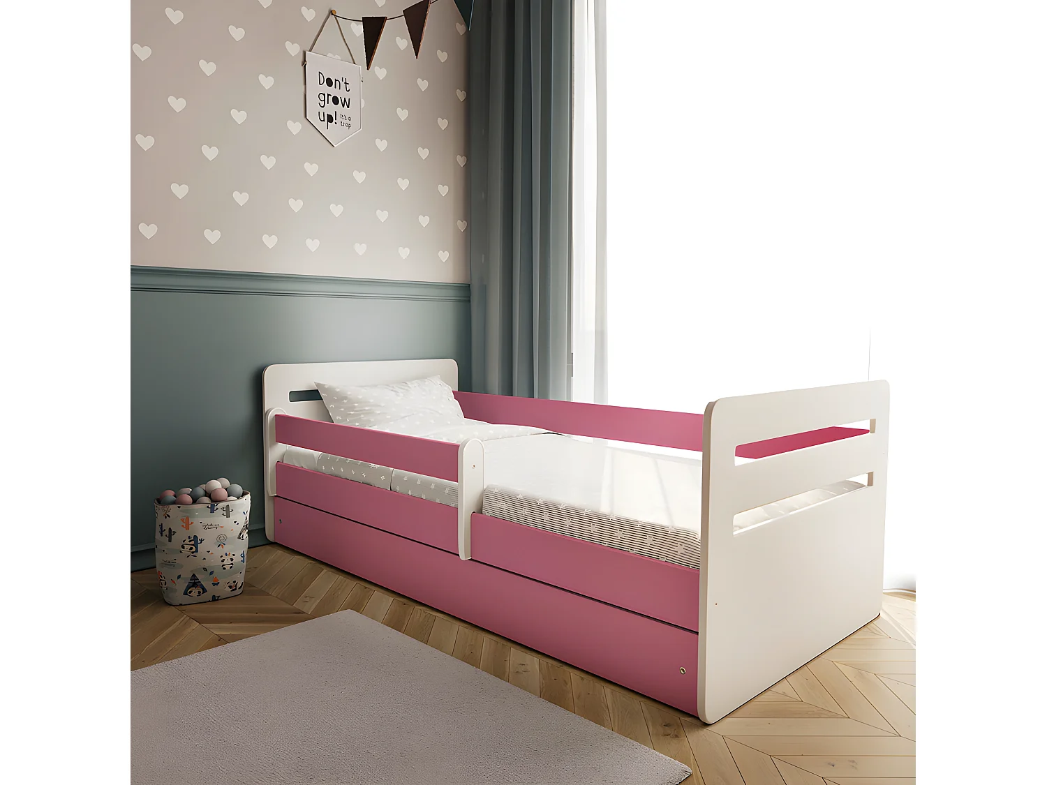 Lit tomi rose avec tiroir sans matelas 160/80