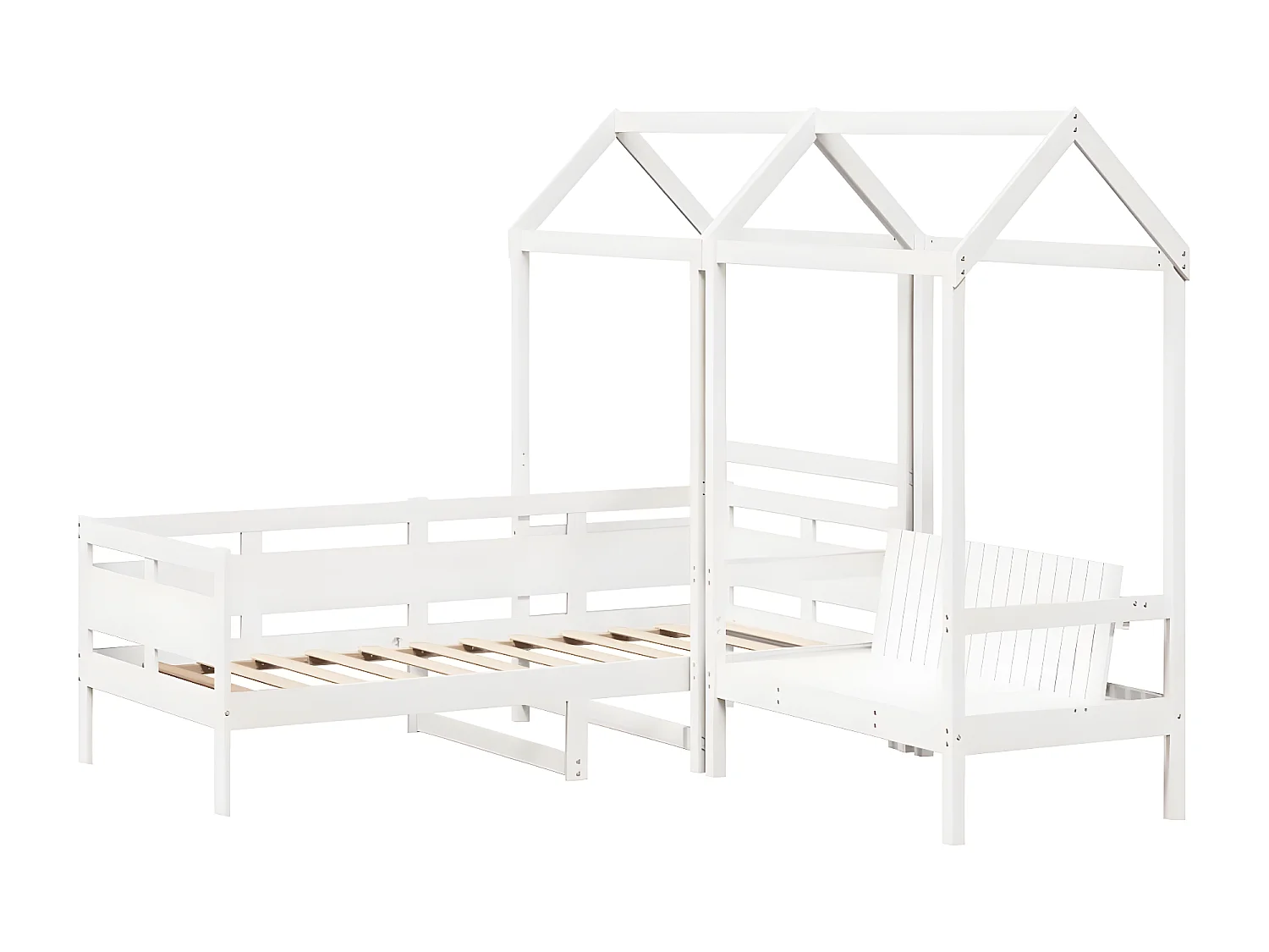 Ensemble de lit de jour et de banc et toit 90x200 cm pin massif