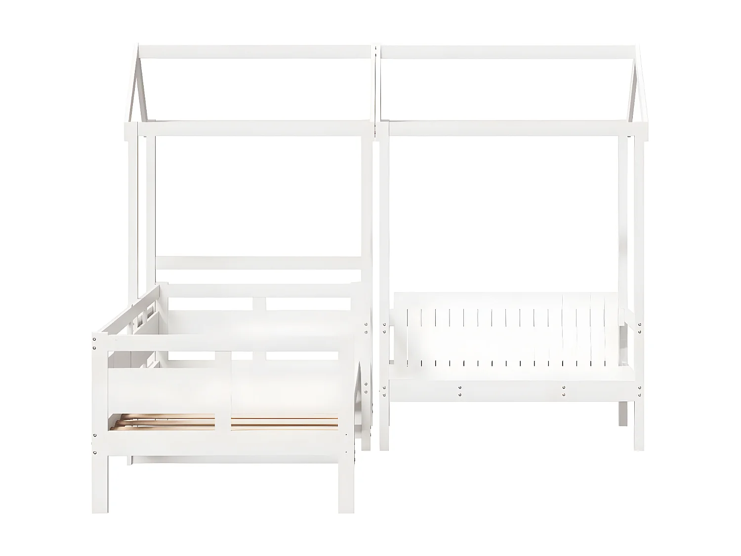 Ensemble de lit de jour et de banc et toit 90x200 cm pin massif