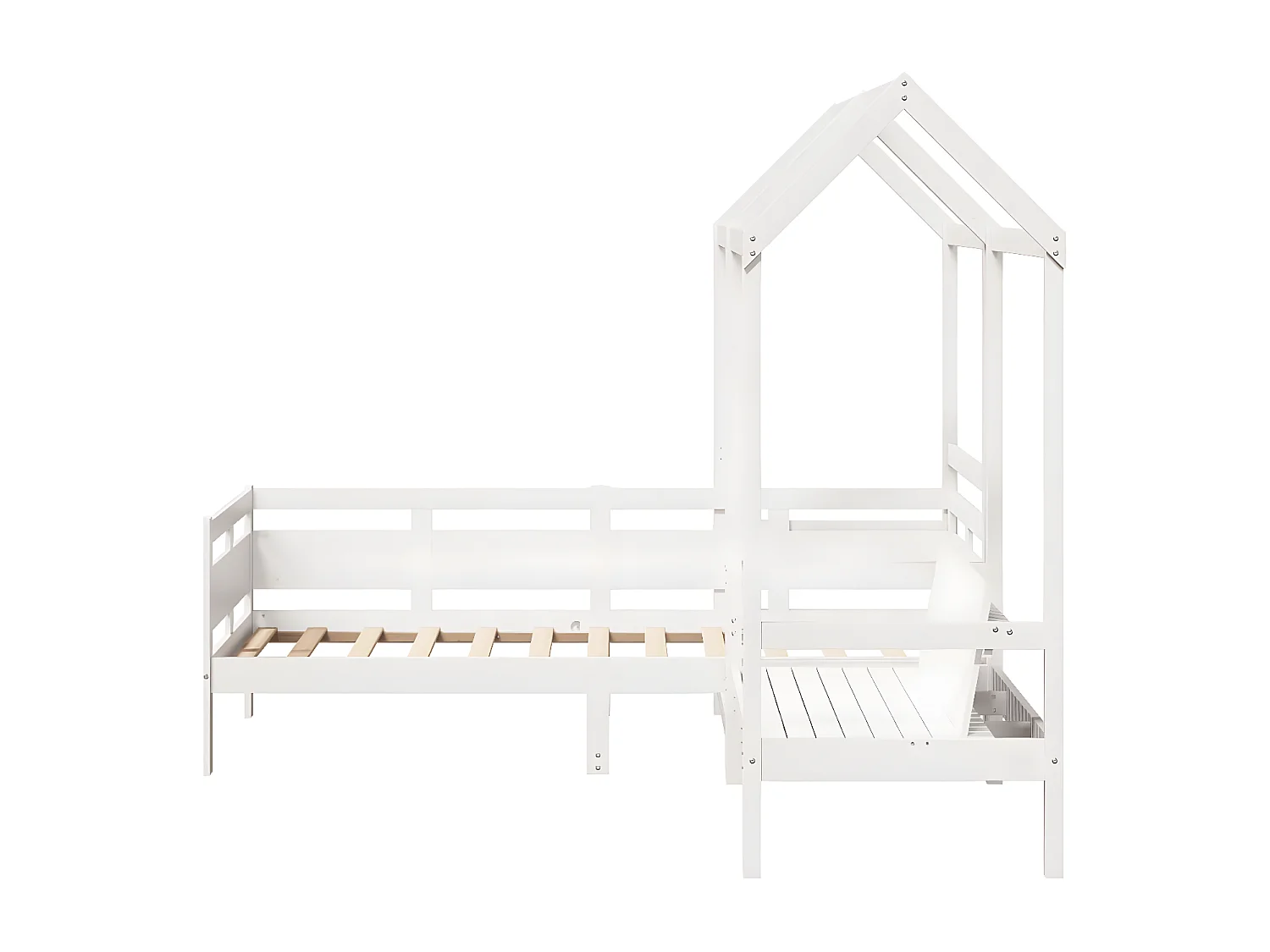 Ensemble de lit de jour et de banc et toit 90x200 cm pin massif