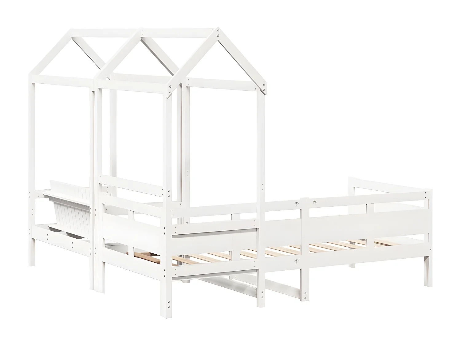Ensemble de lit de jour et de banc et toit 90x200 cm pin massif