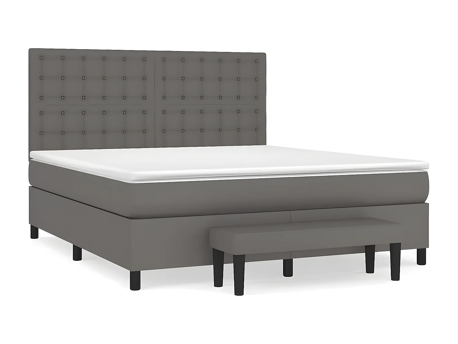 Cama com molas/colchão 160x200 cm couro artificial cinzento