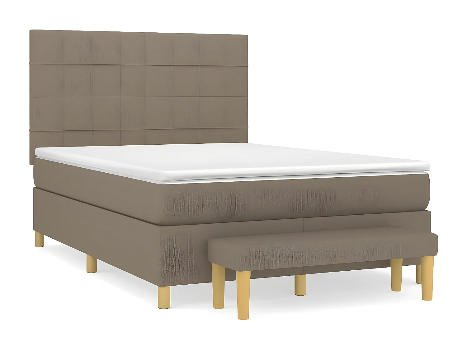Lit à sommier tapissier avec matelas Taupe 140x200 cm Tissu