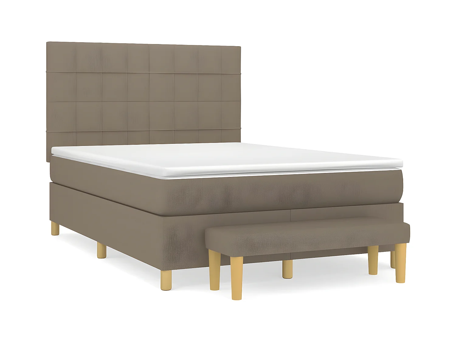 Lit à sommier tapissier avec matelas Taupe 140x200 cm Tissu