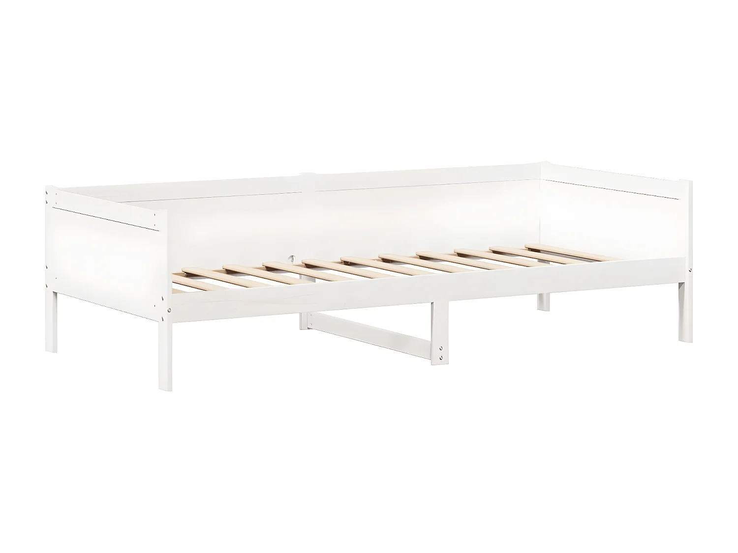 Conj. sofá-cama e banco c/ telhado 90x190cm pinho maciço branco