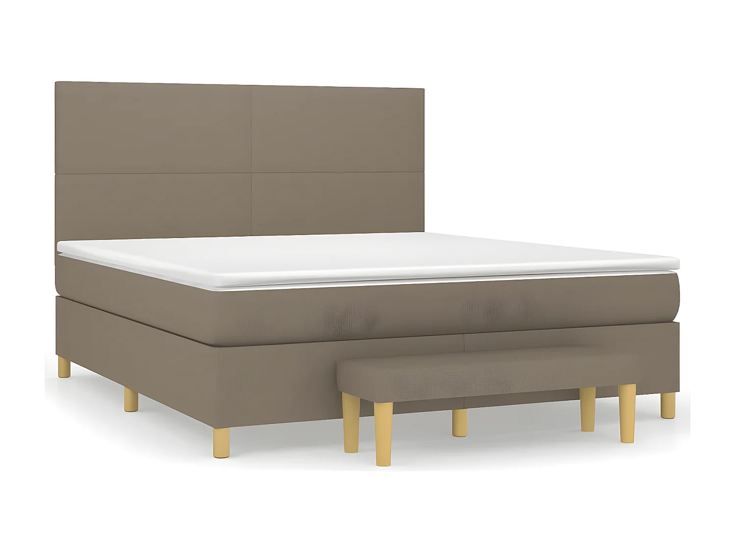 Cama box spring con colchón tela gris taupe 180x200 cm
