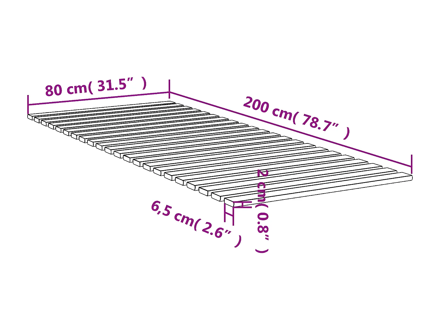 Lattes de lit 80x200 cm bois de pin massif