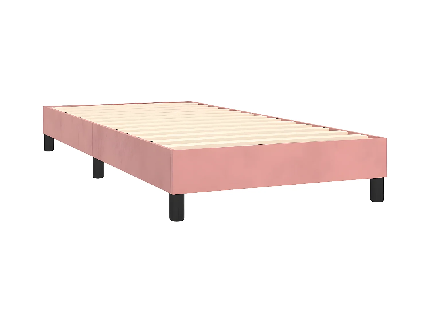 Cama box spring con colchón terciopelo rosa 100x200 cm