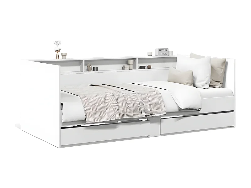 Sofá-cama c/ gavetas 75x190 cm derivados de madeira branco