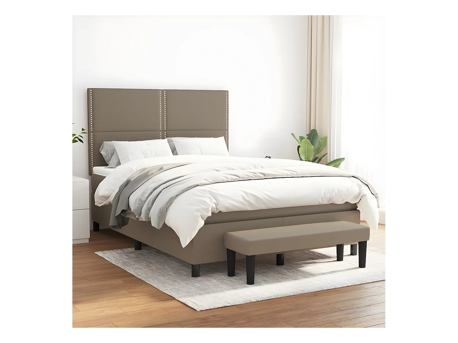 Cama com molas/colchão 140x190 cm tecido castanho-acinzentado