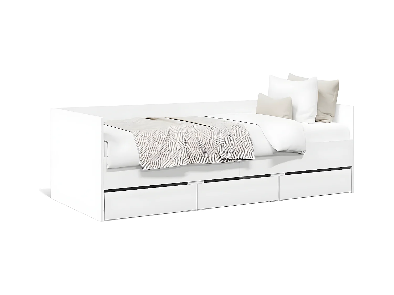 Sofá-cama c/ gavetas 100x200 cm derivados de madeira branco