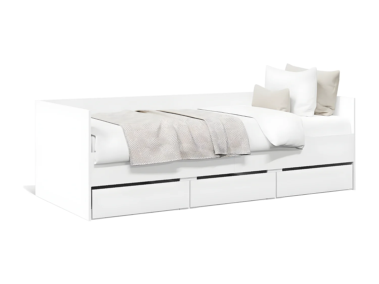 Sofá-cama c/ gavetas 100x200 cm derivados de madeira branco