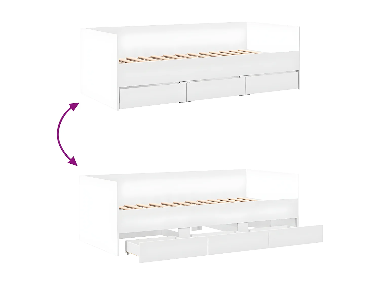 Sofá-cama c/ gavetas 100x200 cm derivados de madeira branco