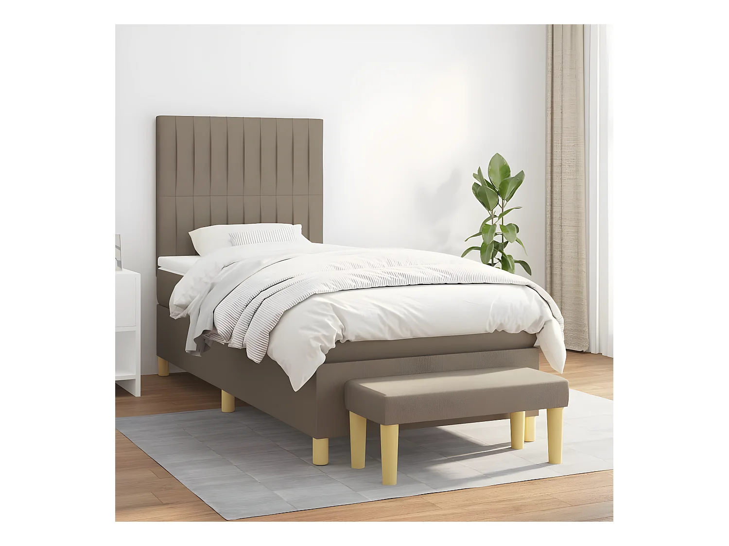 Lit à sommier tapissier avec matelas Taupe 80x200 cm Tissu