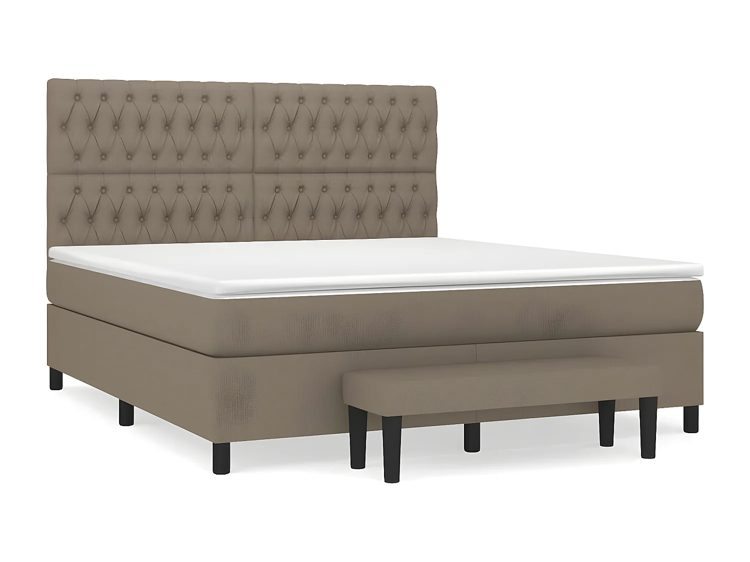 Lit à sommier tapissier avec matelas Taupe 180x200 cm Tissu