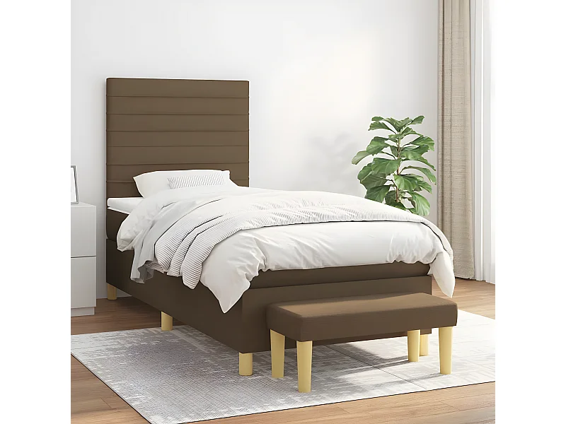 Lit à sommier tapissier avec matelas Marron foncé 90x190 cm