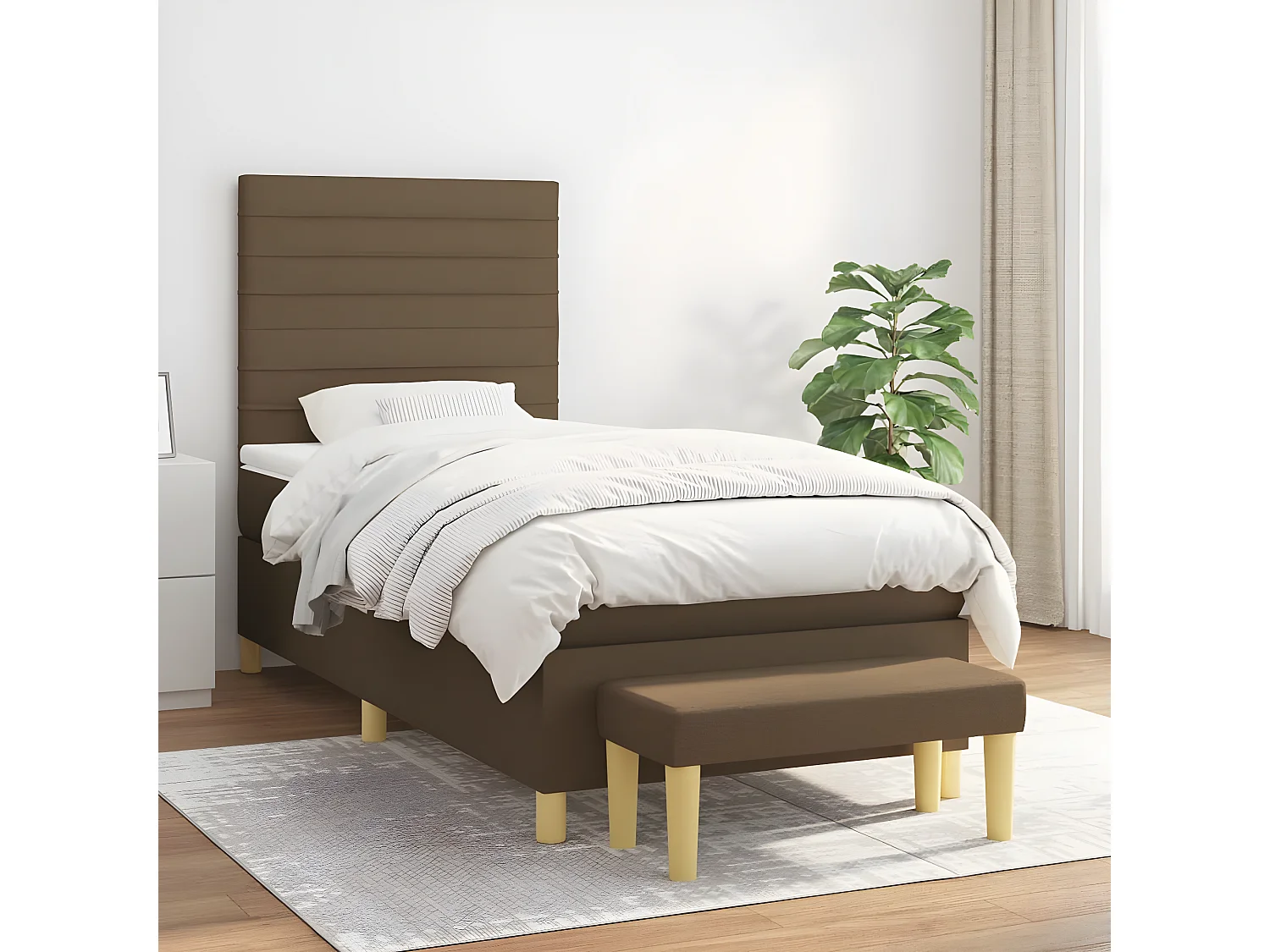Lit à sommier tapissier avec matelas Marron foncé 90x190 cm