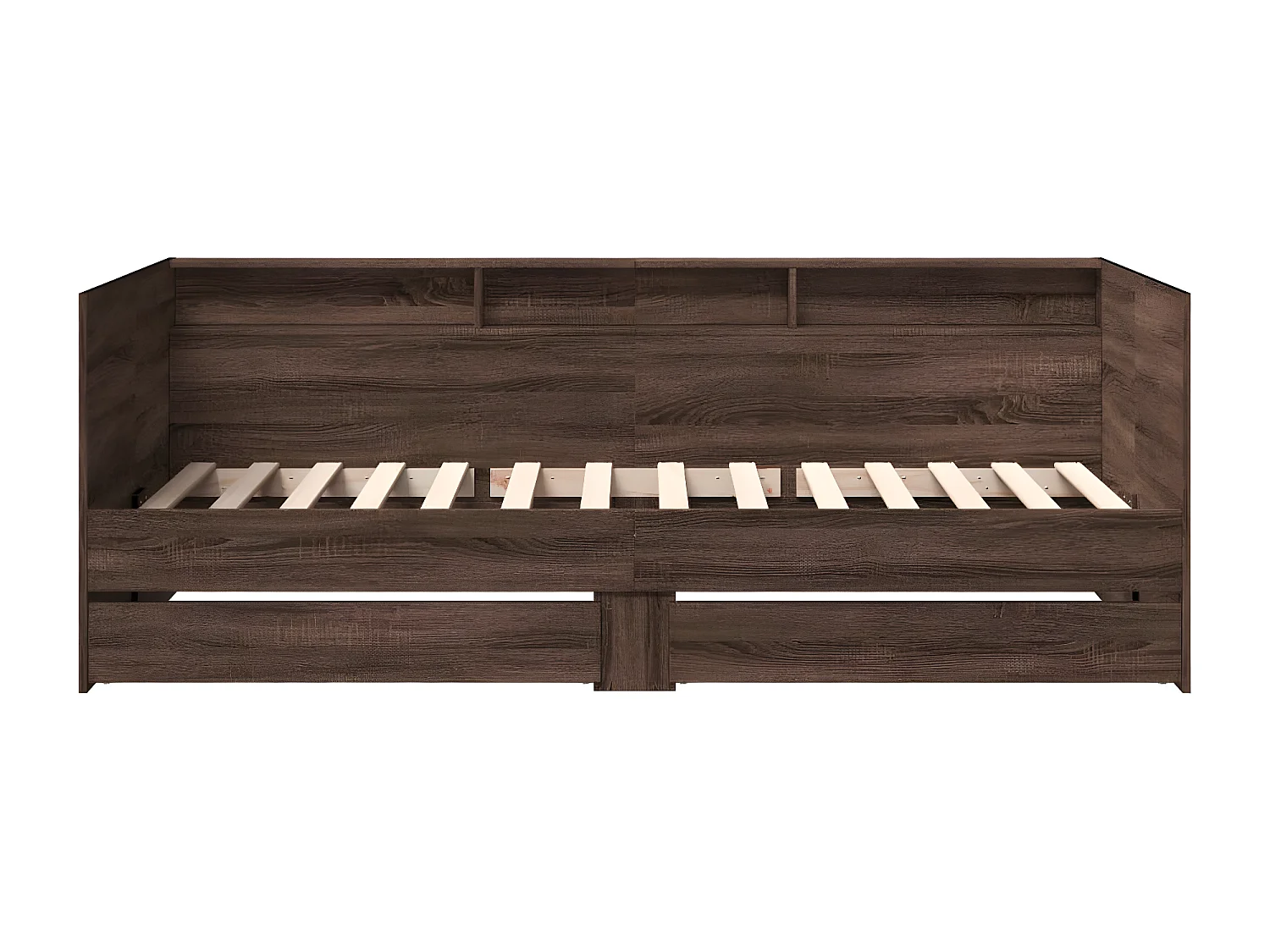 Sofá-cama com gavetas derivados de madeira carvalho castanho