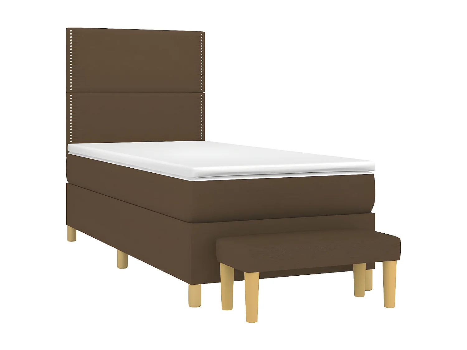 Cama box spring con colchón tela marrón oscuro 90x190 cm