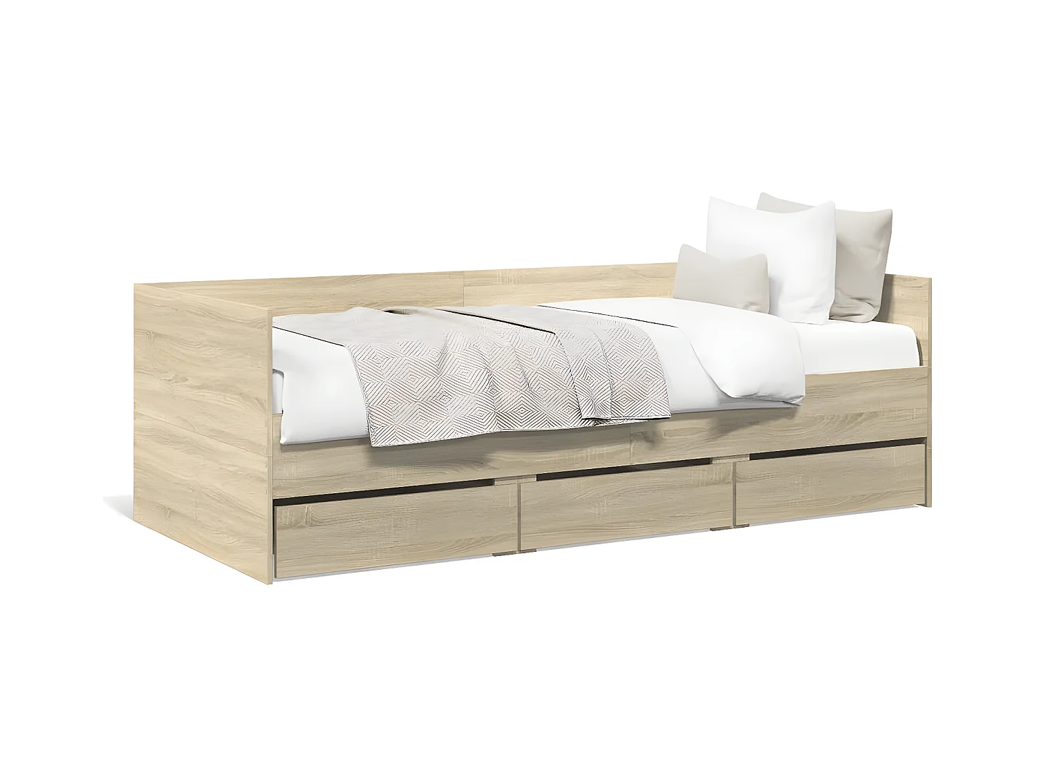 Lit de jour et tiroirs chêne sonoma 90x200cm bois d'ingénierie