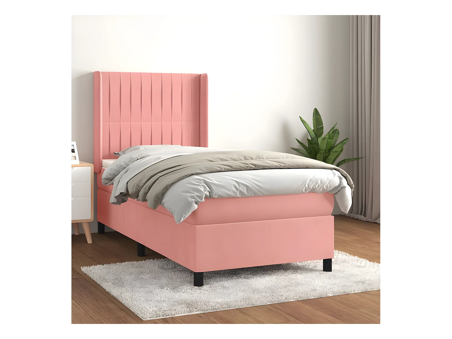 Lit à sommier tapissier avec matelas Rose 90x190 cm Velours