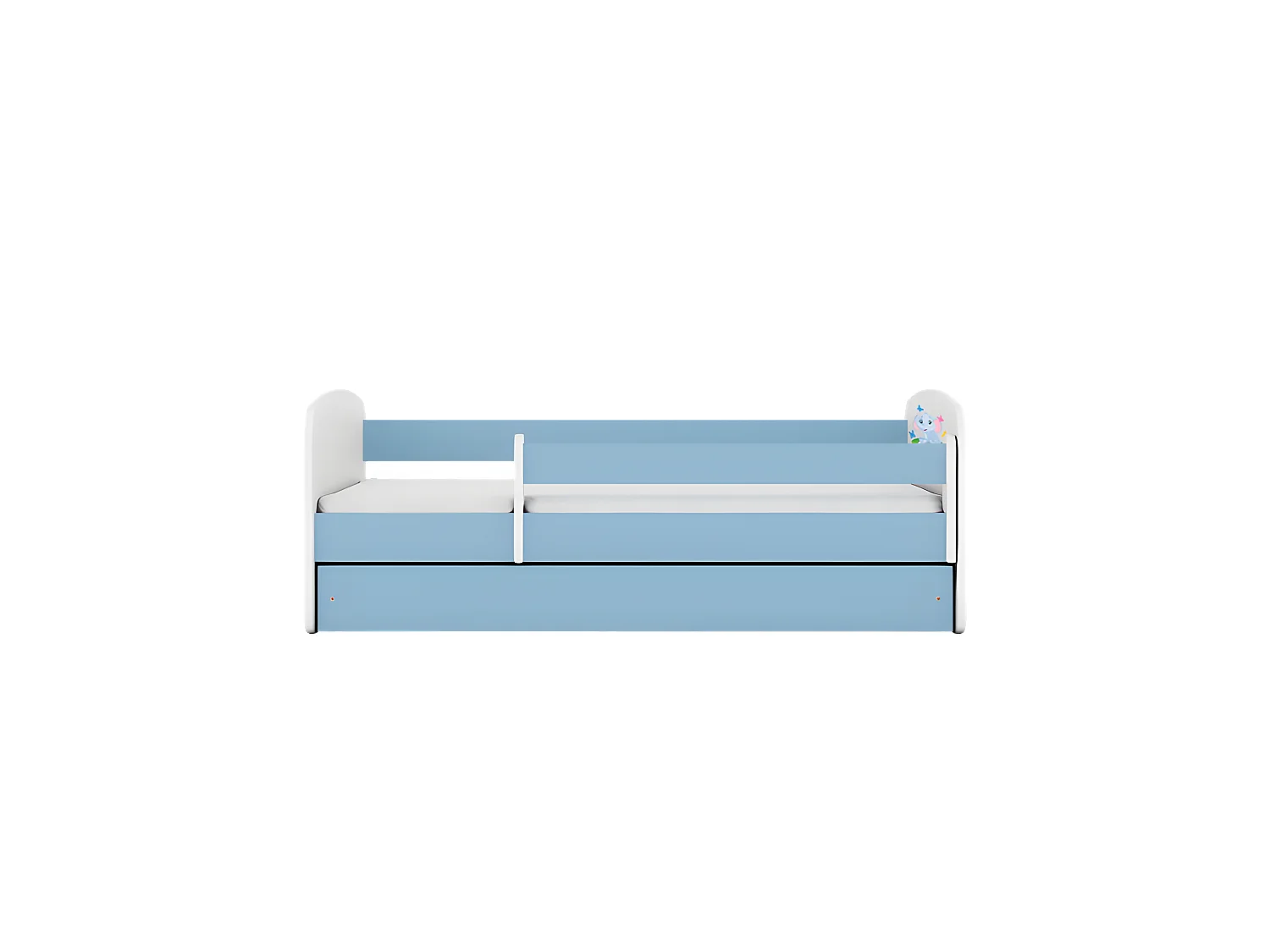 Lit babydreams bleu bébé éléphant sans tiroir sans matelas 140/70