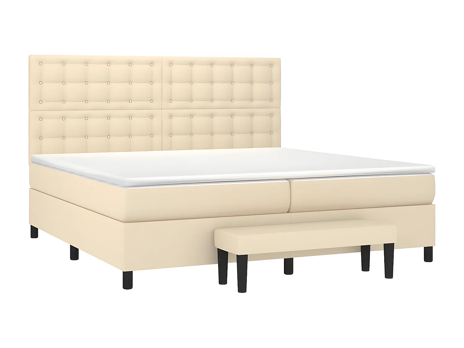 Cama com molas/colchão 200x200 cm tecido cor creme