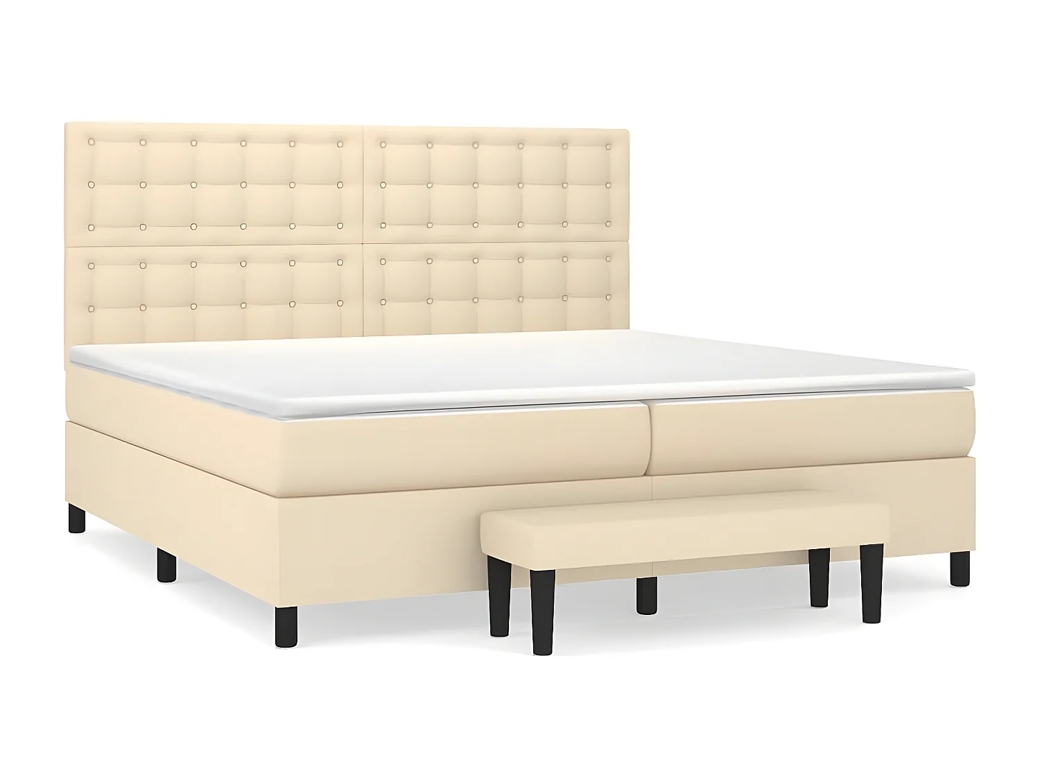 Lit à sommier tapissier avec matelas Crème 200x200 cm Tissu