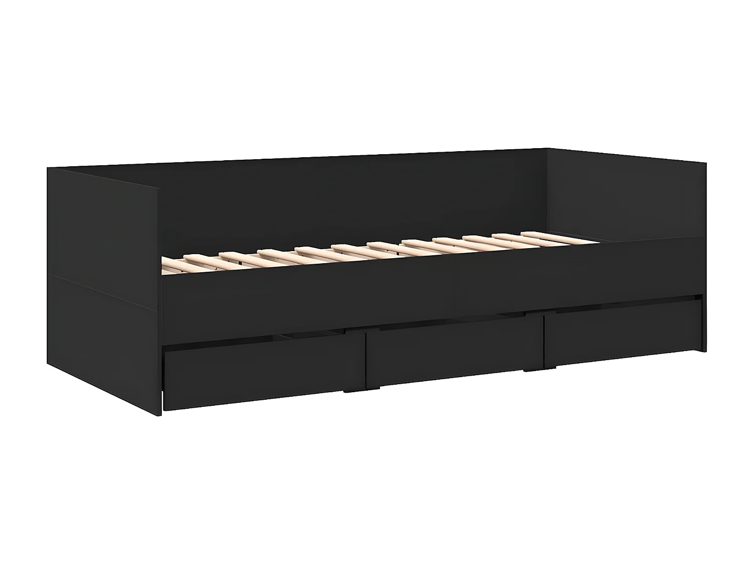 Tumbona con cajones madera de ingeniería negro 75x190 cm