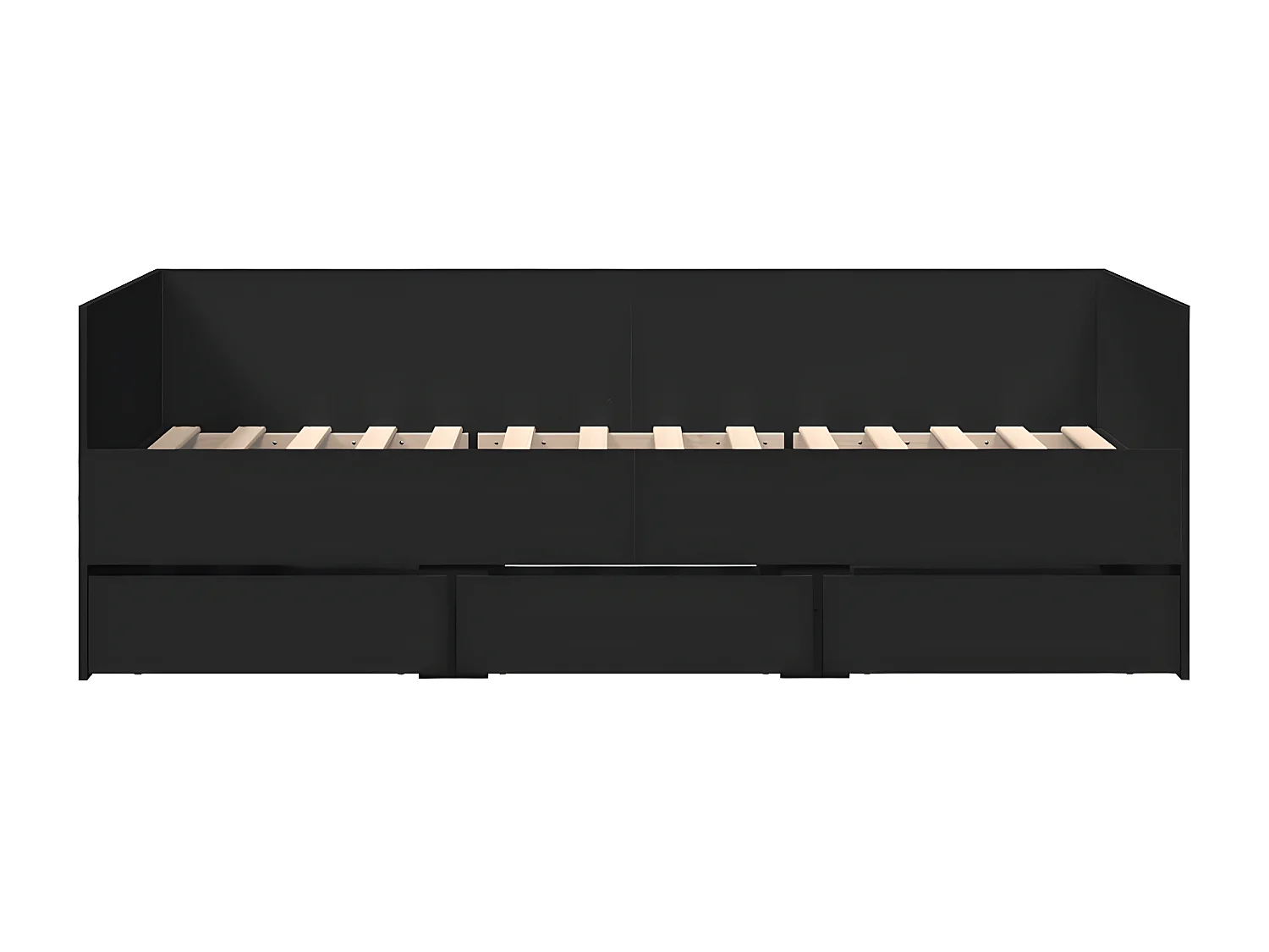 Tumbona con cajones madera de ingeniería negro 75x190 cm