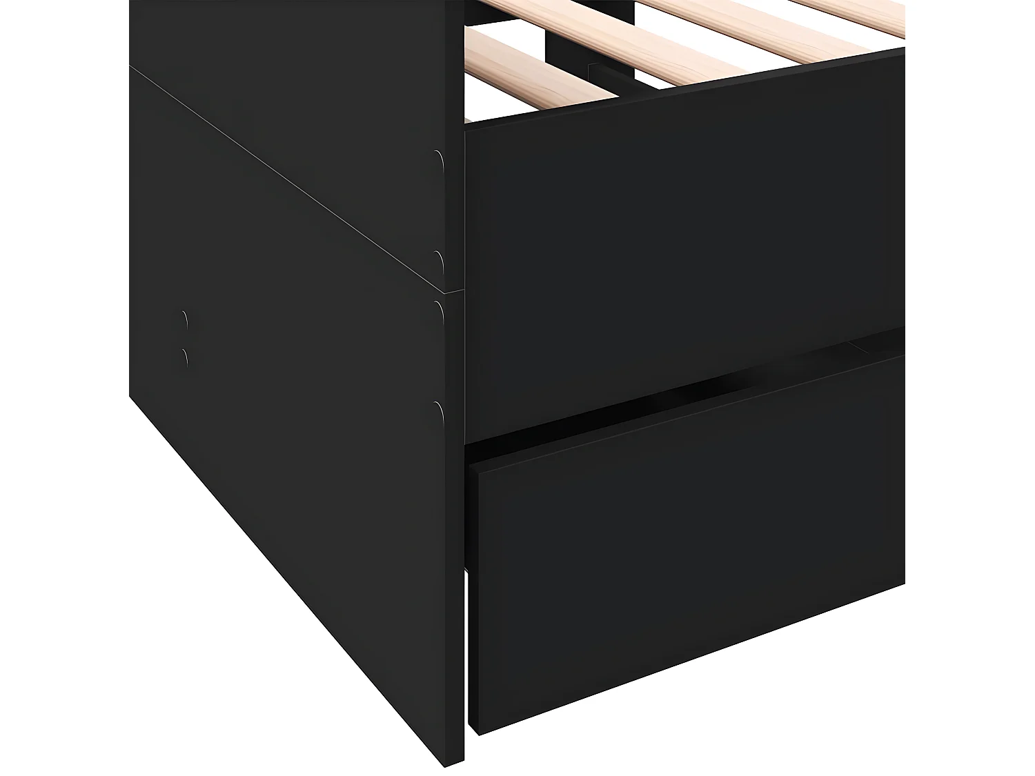 Tumbona con cajones madera de ingeniería negro 75x190 cm