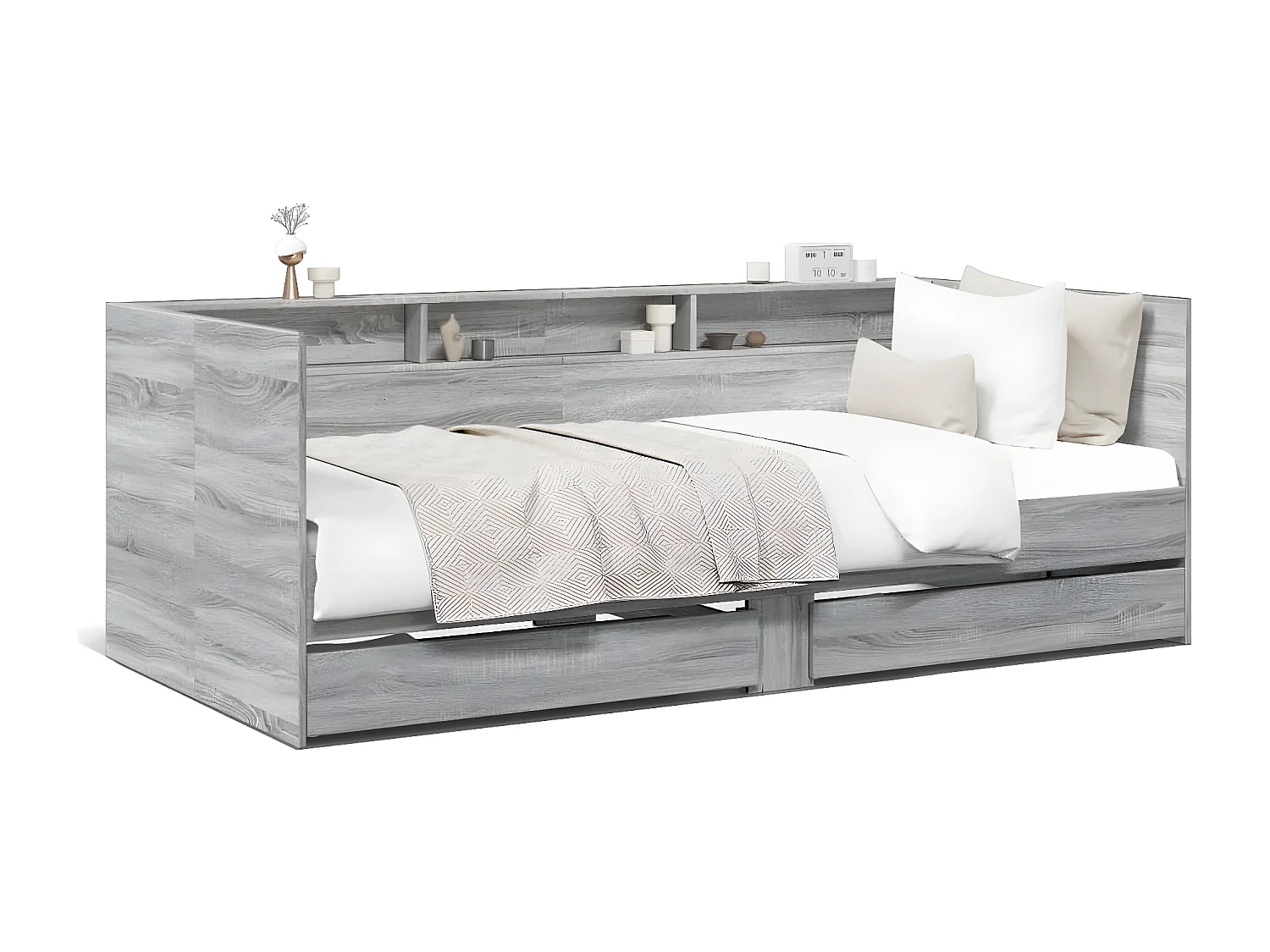 Tumbona con cajones madera ingeniería gris Sonoma 75x190 cm