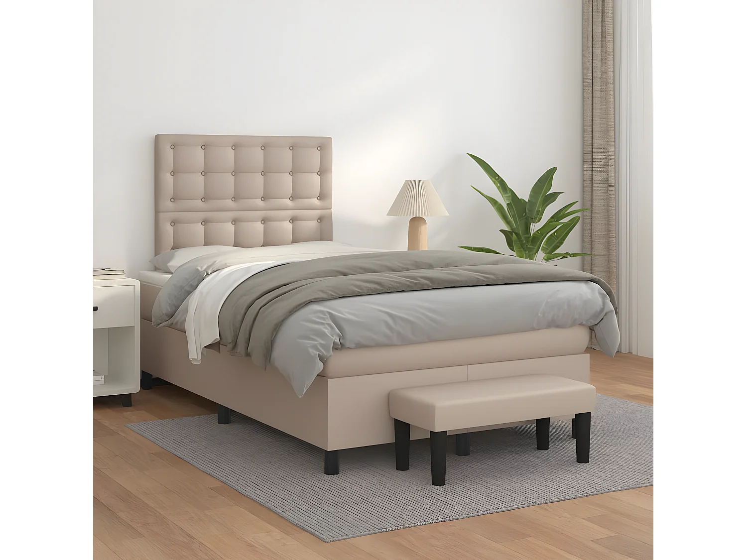 Cama com molas/colchão 120x200 cm couro artificial cappuccino