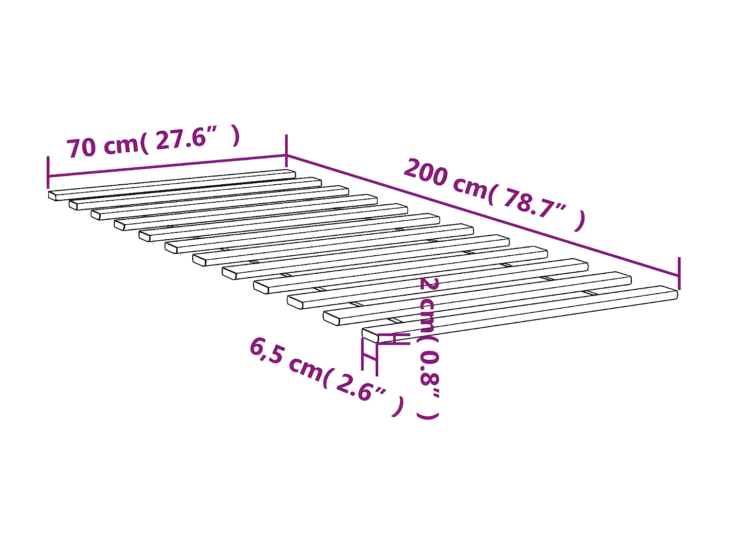 Ripas para estrado de cama 70x200 cm madeira de pinho maciça
