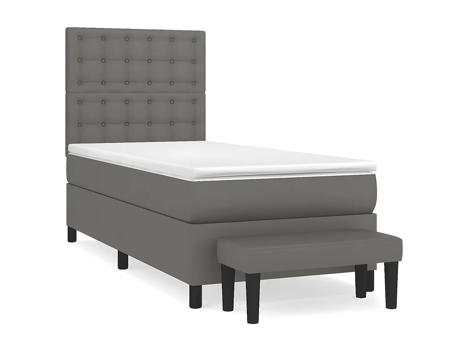 Lit à sommier tapissier avec matelas Gris 80x200 cm Similicuir