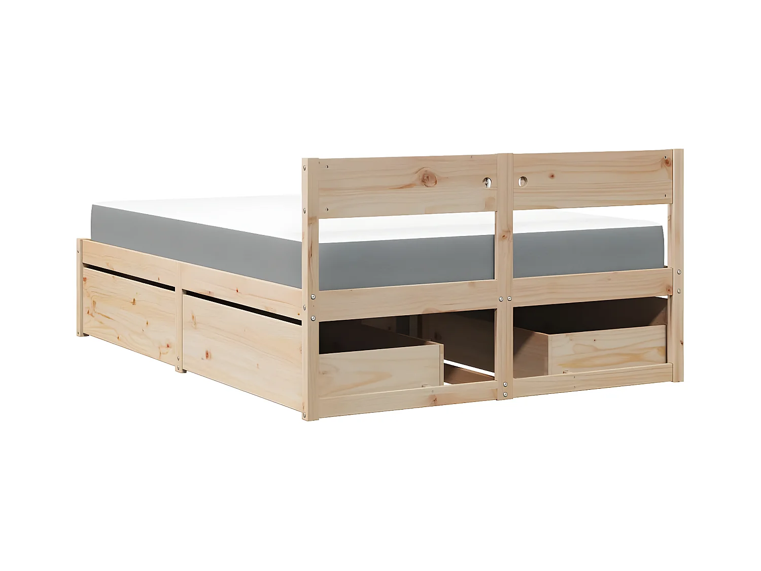 Lit avec tiroirs et matelas 120x200 cm bois massif de pin
