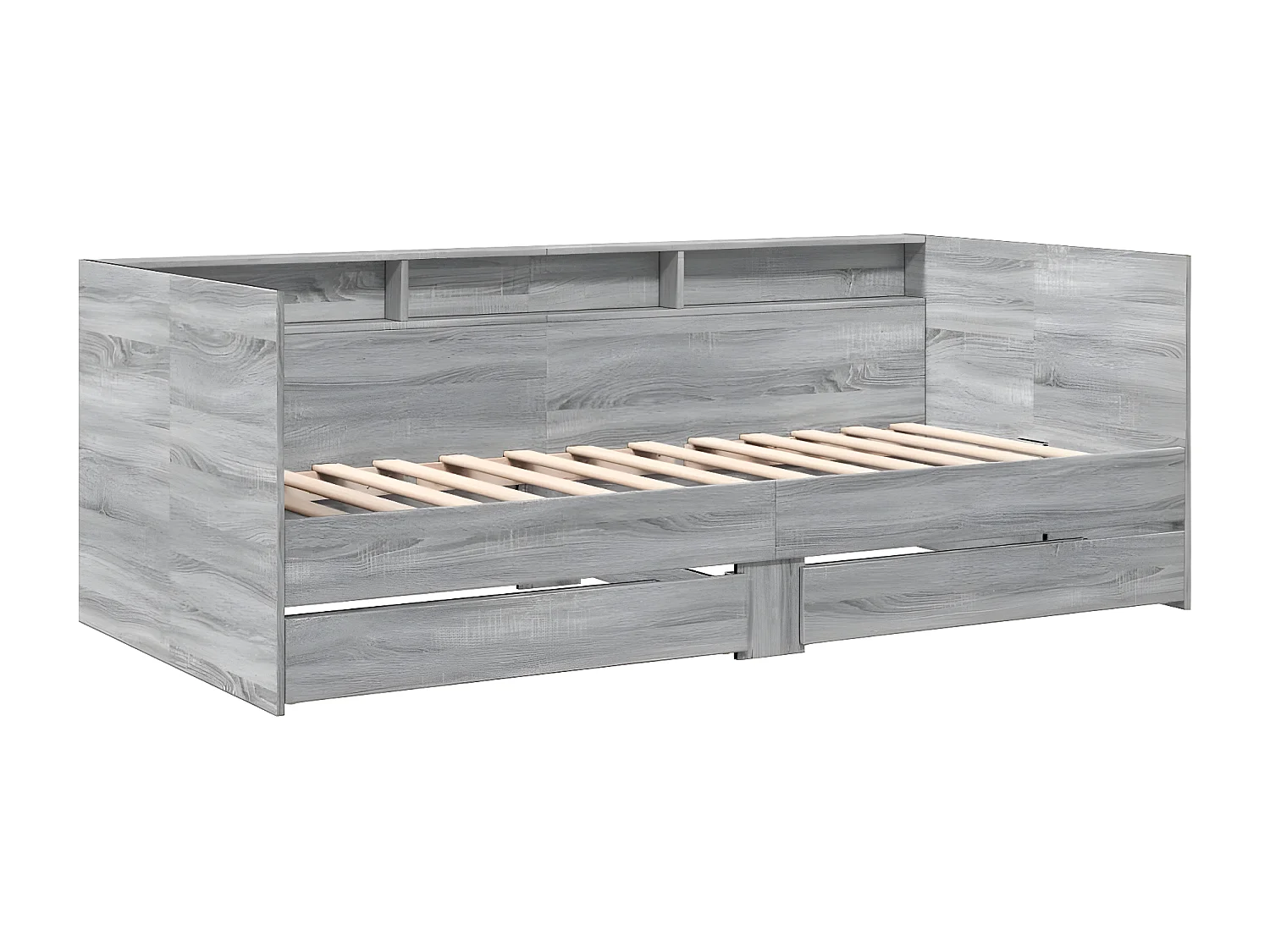 Lit de jour et tiroirs sonoma gris 100x200cm bois d'ingénierie