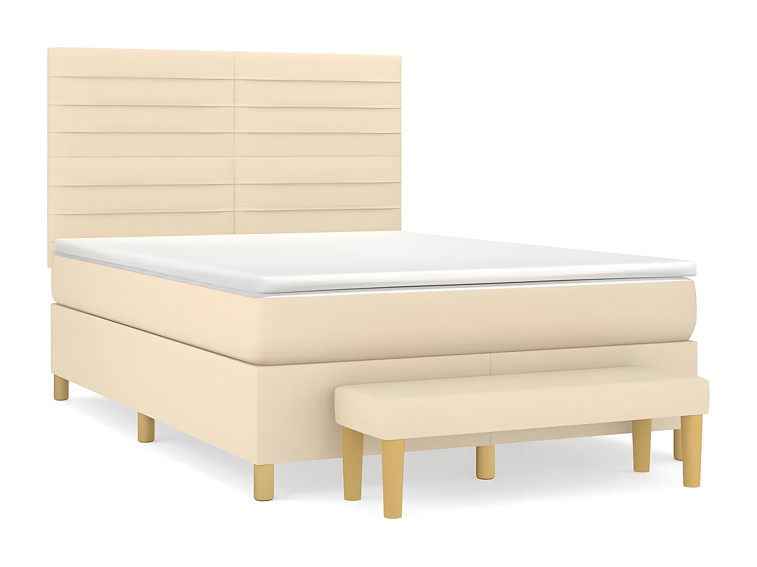 Cama com molas/colchão 140x200 cm tecido cor creme