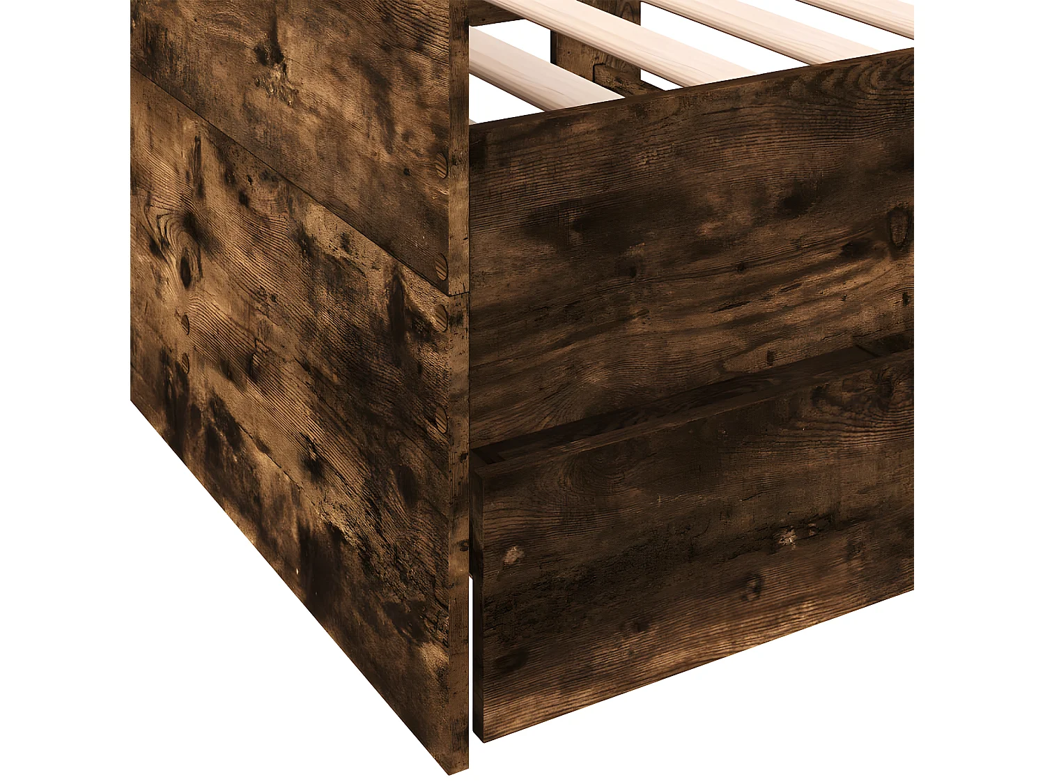 Sofá-cama com gavetas derivados de madeira carvalho fumado