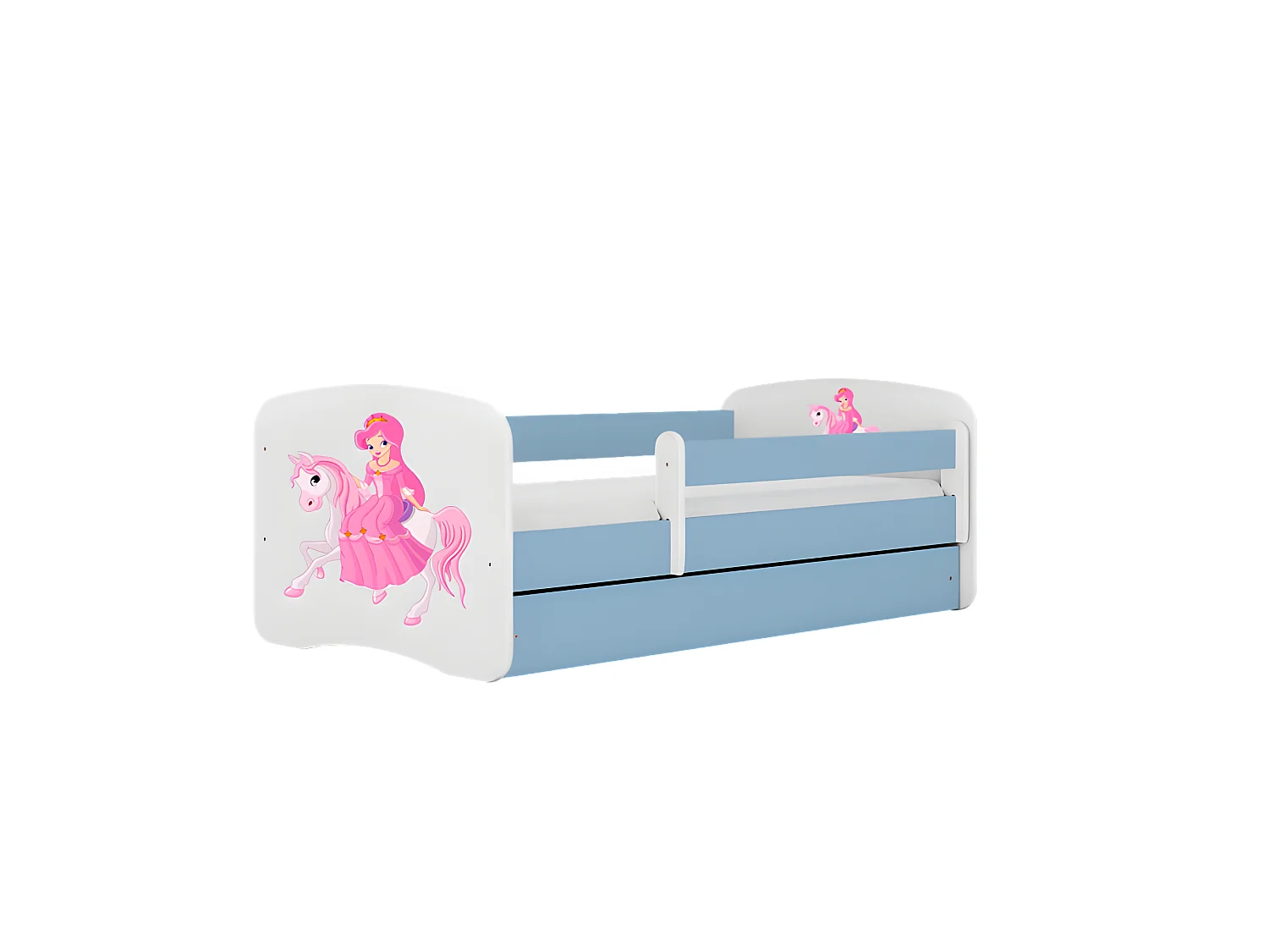 Lit babydreams bleu princesse sur cheval avec tiroir sans matelas 160/80