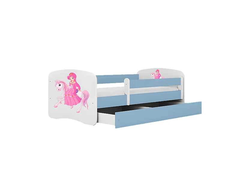Lit babydreams bleu princesse sur cheval avec tiroir sans matelas 160/80