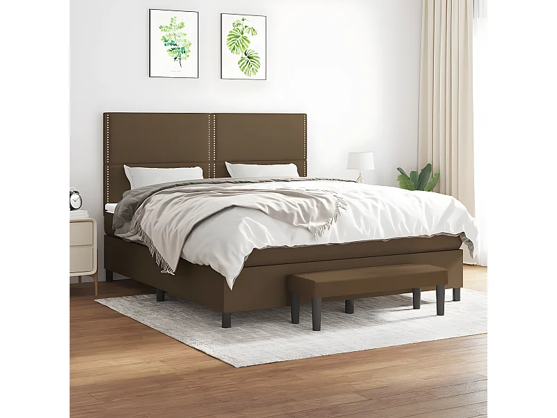 Cama com molas/colchão 160x200 cm tecido castanho-escuro