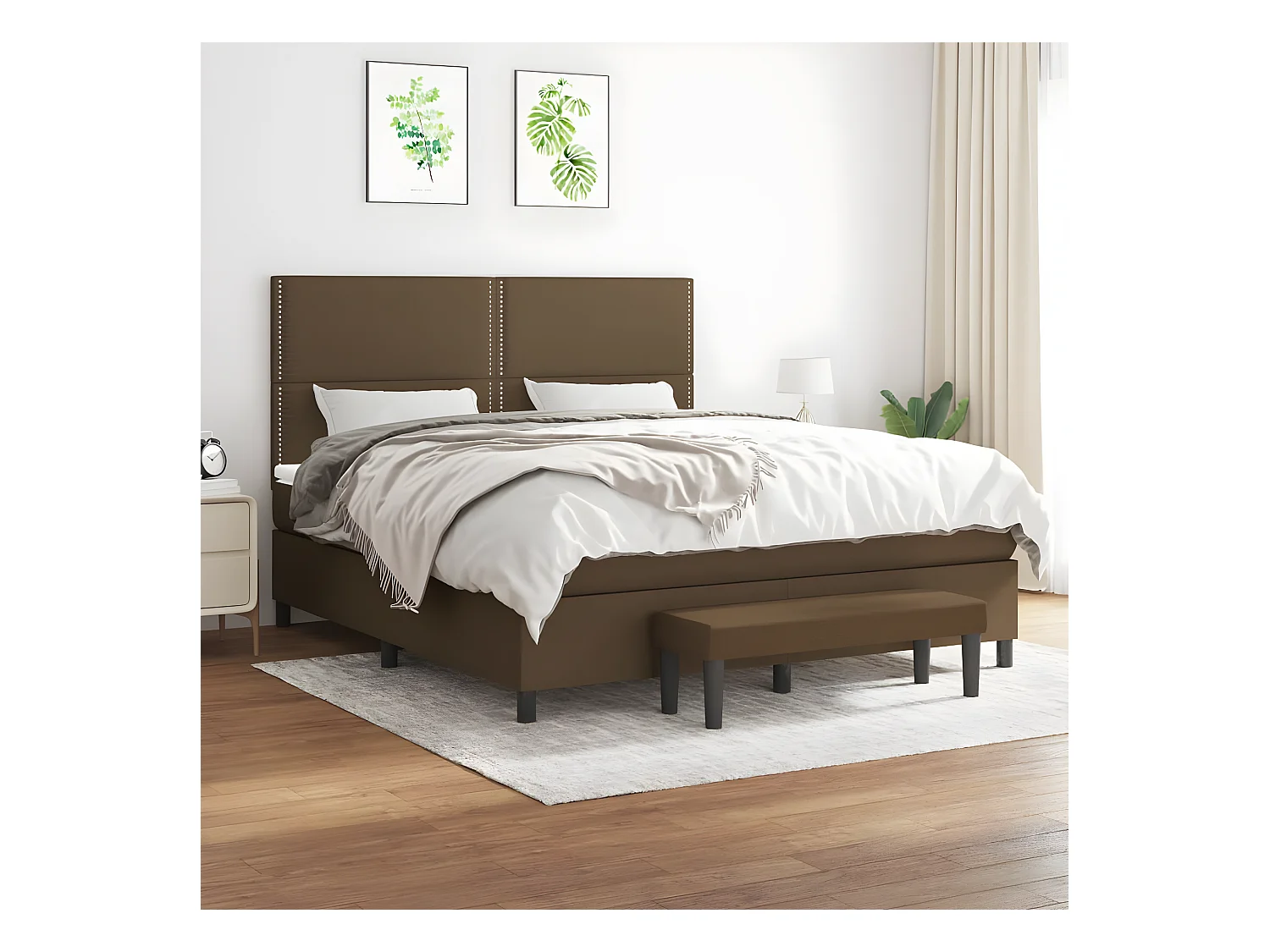 Lit à sommier tapissier avec matelas Marron foncé 160x200 cm