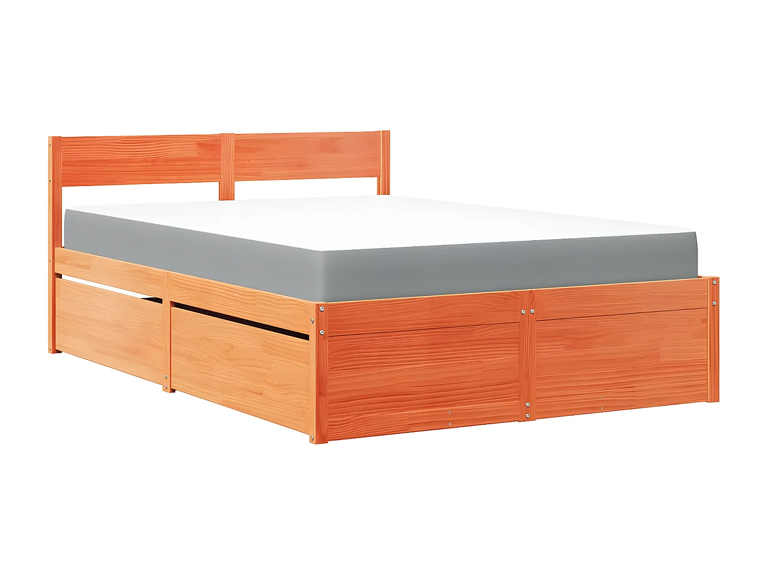 Cama com gavetas e colchão 140x190 cm pinho maciço castanho-mel