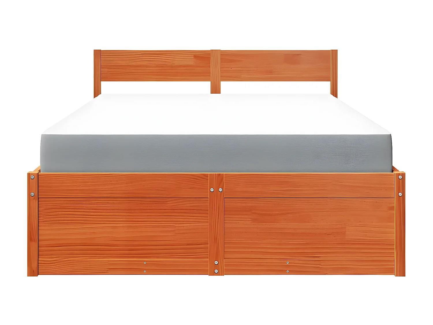 Cama com gavetas e colchão 140x190 cm pinho maciço castanho-mel