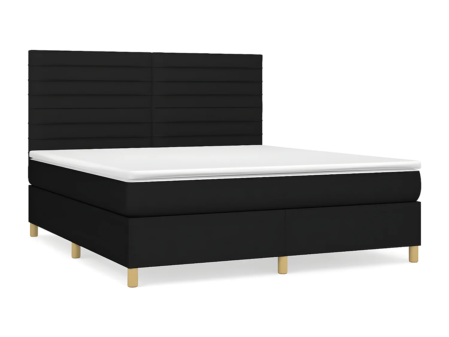Cama box spring con colchón tela negro 160x200 cm