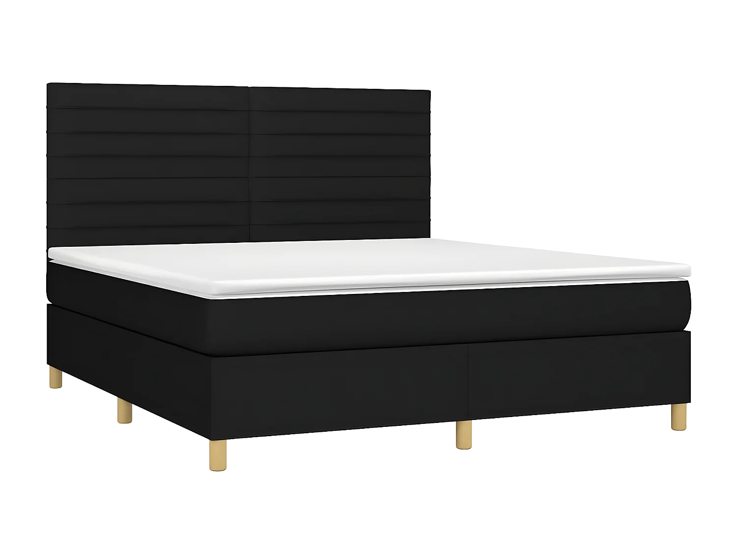 Cama box spring con colchón tela negro 160x200 cm